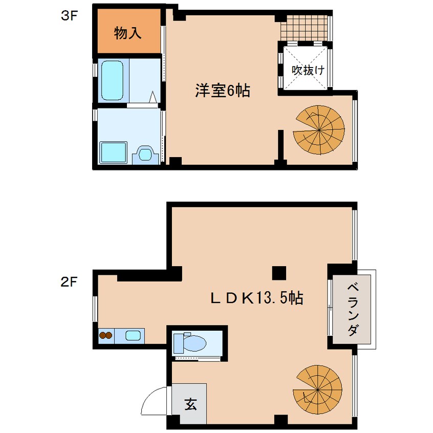 間取図 静岡鉄道静岡清水線/新静岡駅 バス9分銭座町下車:停歩3分 2-3階 築14年