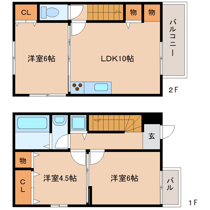 間取図 東海道本線/静岡駅 バス26分南沼上団地入口下車:停歩5分 1-2階 築16年