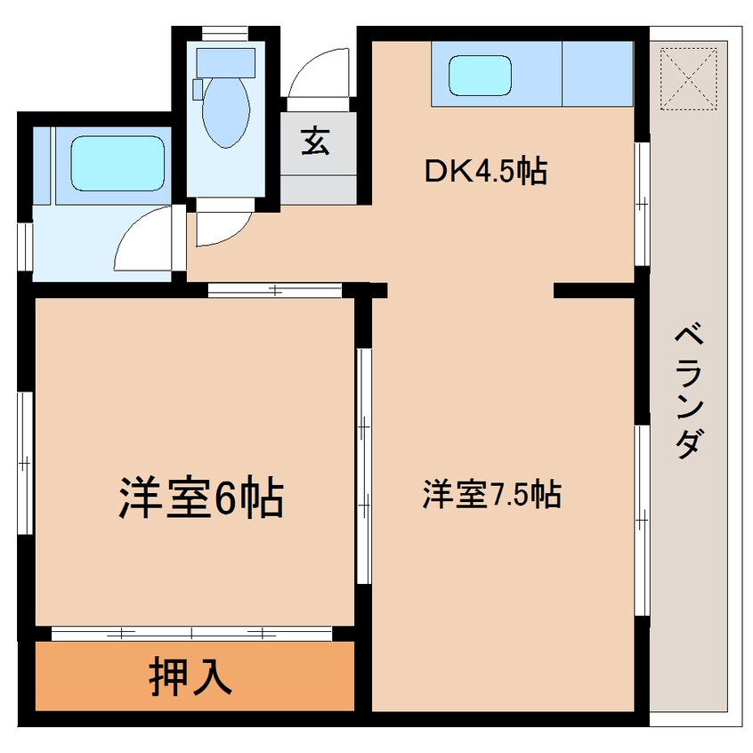 間取図 東海道本線/静岡駅 バス18分本通西町下車:停歩2分 3階 築55年