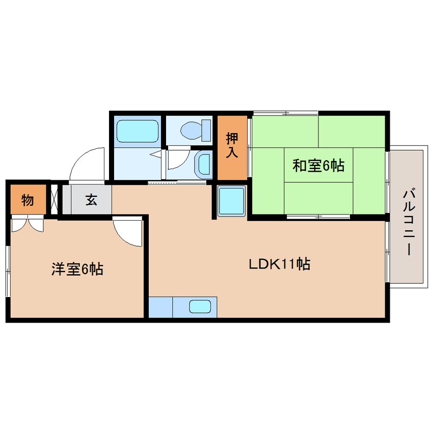 間取図 東海道本線/静岡駅 バス21分岩成不動下車:停歩2分 2階 築38年