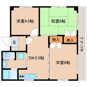 間取図 東海道本線/安倍川駅 徒歩4分 3階 築35年