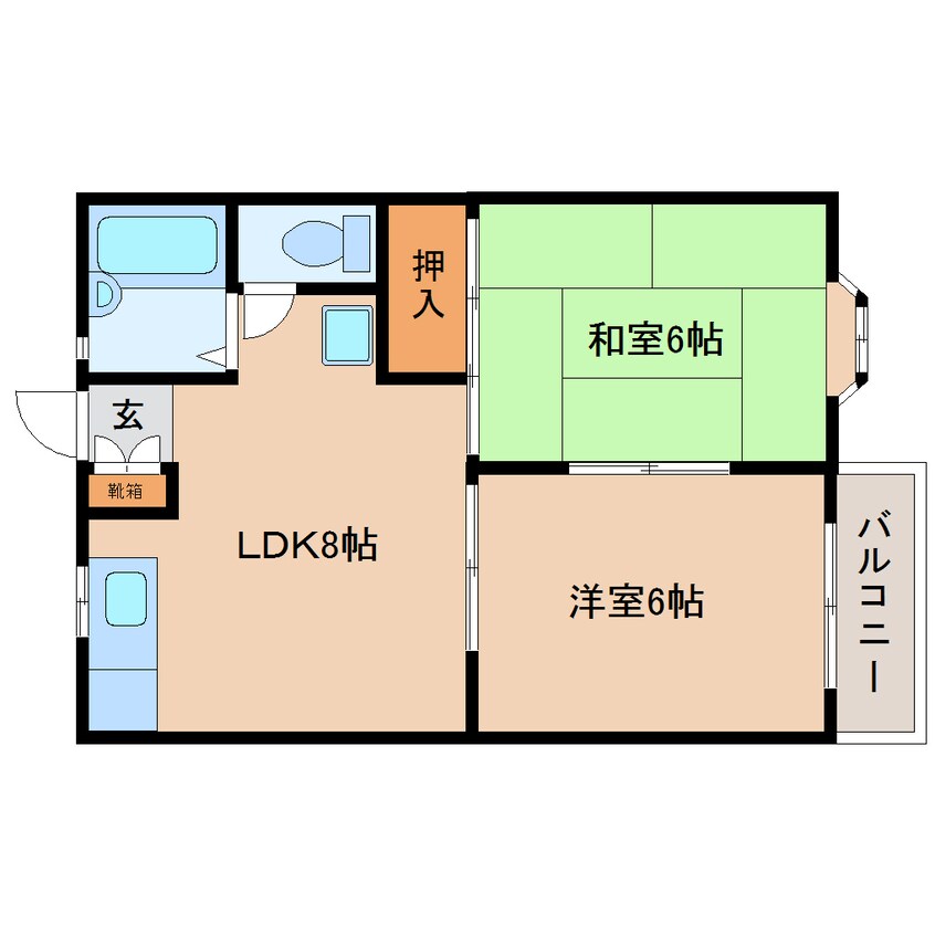 間取図 東海道本線/静岡駅 バス17分沓谷三丁目下車:停歩3分 2階 築29年