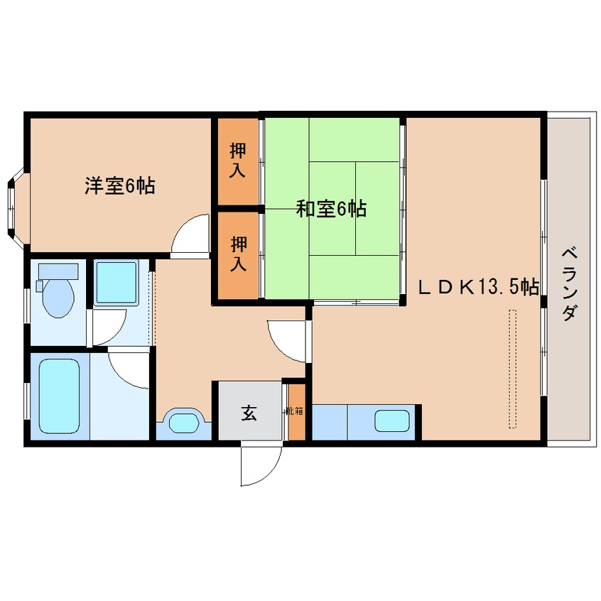 間取図 東海道本線/安倍川駅 徒歩21分 1階 築39年