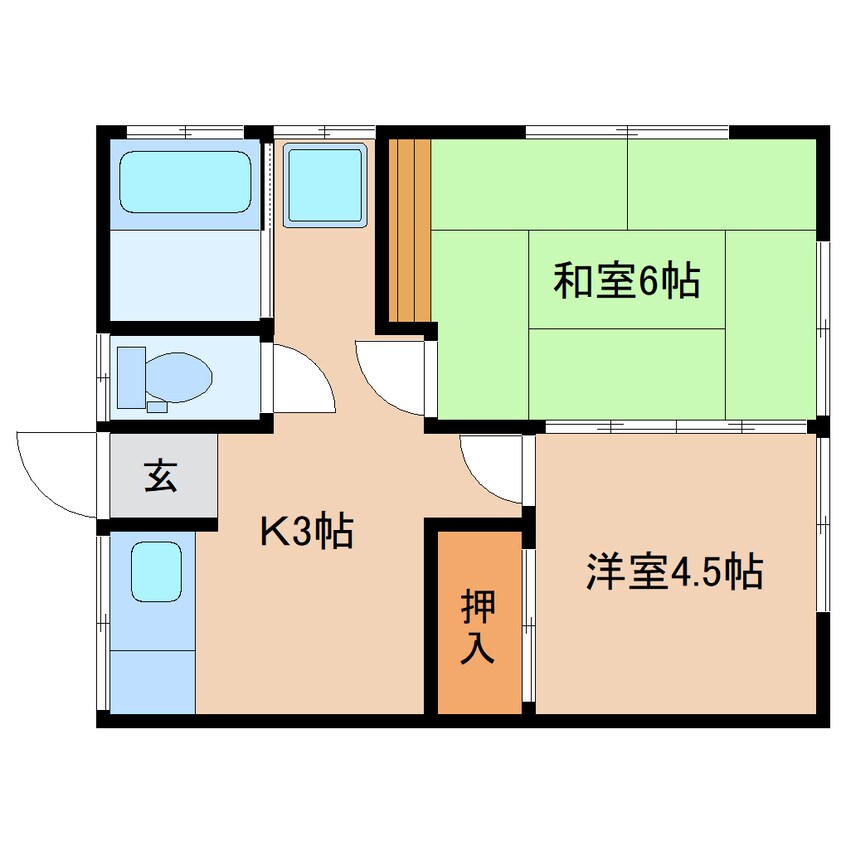 間取図 東海道本線/静岡駅 バス26分南田町下車:停歩5分 1階 築53年