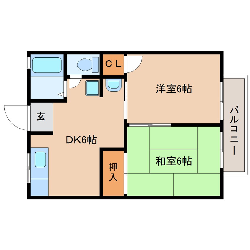 間取図 東海道本線/静岡駅 バス27分新丸子下車:停歩7分 2階 築28年