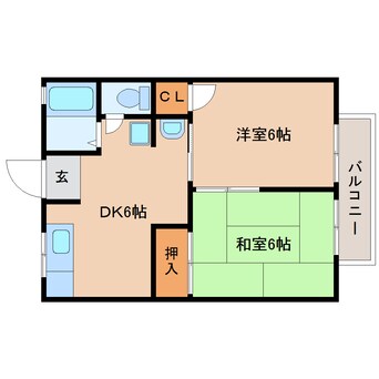 間取図 東海道本線/静岡駅 バス27分新丸子下車:停歩7分 2階 築29年