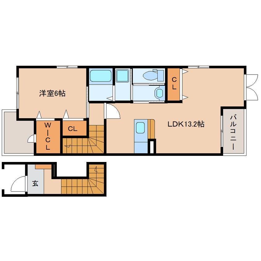 間取図 東海道本線/安倍川駅 徒歩19分 2階 築14年