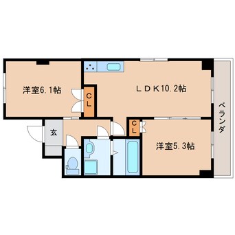 間取図 東海道本線/静岡駅 徒歩11分 5階 築13年