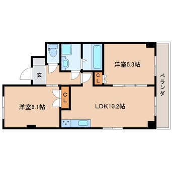 間取図 東海道本線/静岡駅 徒歩11分 3階 築13年