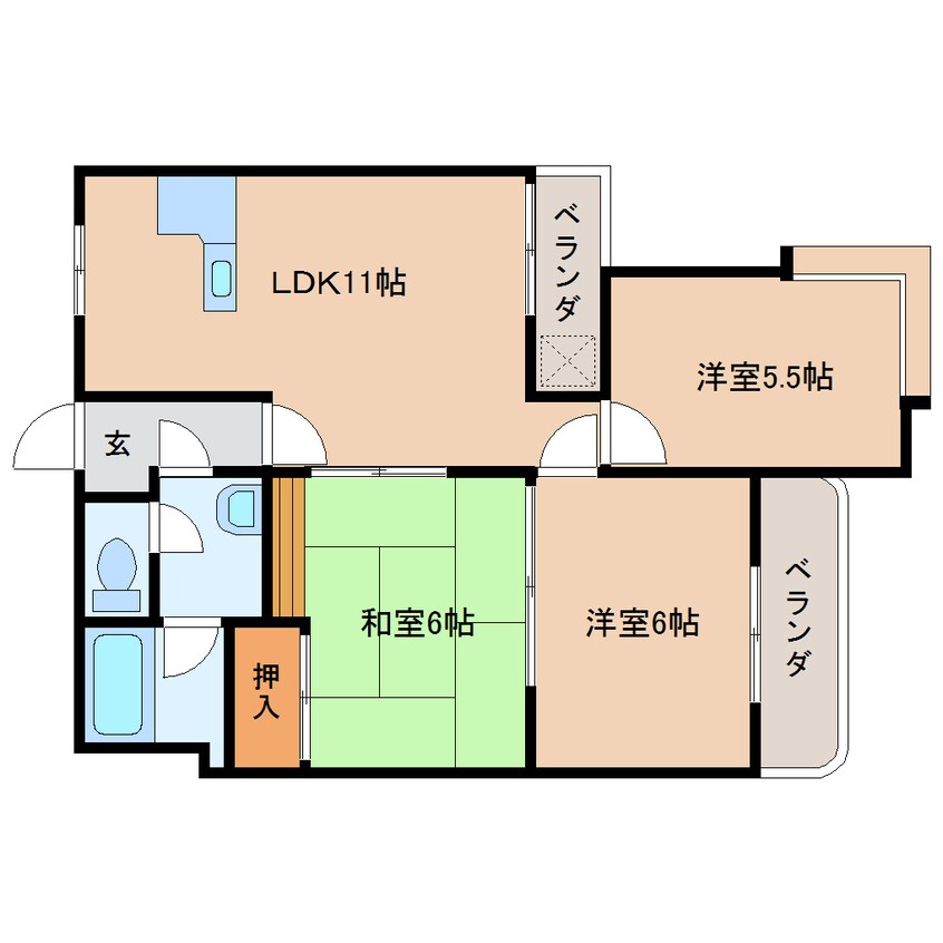 間取図 東海道本線/静岡駅 バス18分平和町下車:停歩4分 1階 築40年