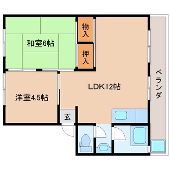 間取図 東海道本線/静岡駅 バス21分大門橋下車:停歩2分 3階 築46年