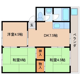 間取図 東海道本線/静岡駅 バス21分大門橋下車:停歩2分 2階 築46年