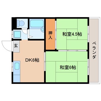 間取図 東海道本線/静岡駅 バス28分服織小学校入口下車:停歩1分 2階 築41年