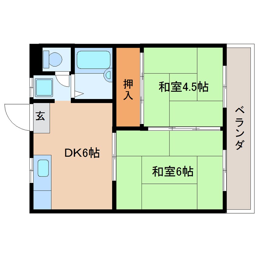 間取図 東海道本線/静岡駅 バス28分服織小学校入口下車:停歩1分 2階 築41年