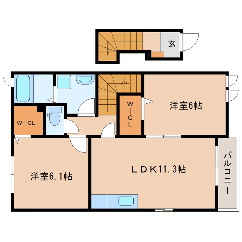 間取図 東海道本線/静岡駅 バス30分下川原団地下車:停歩3分 2階 築12年