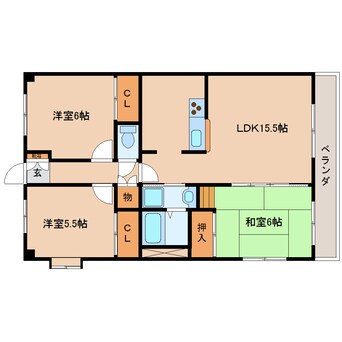 間取図 東海道本線/静岡駅 バス17分千代田四丁目下車:停歩4分 1階 築26年