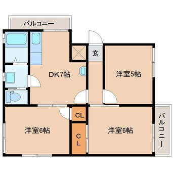 間取図 東海道本線/静岡駅 バス22分新伝馬北下車:停歩3分 2階 築38年