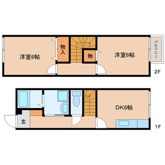 間取図 東海道本線/安倍川駅 徒歩20分 1-2階 築26年