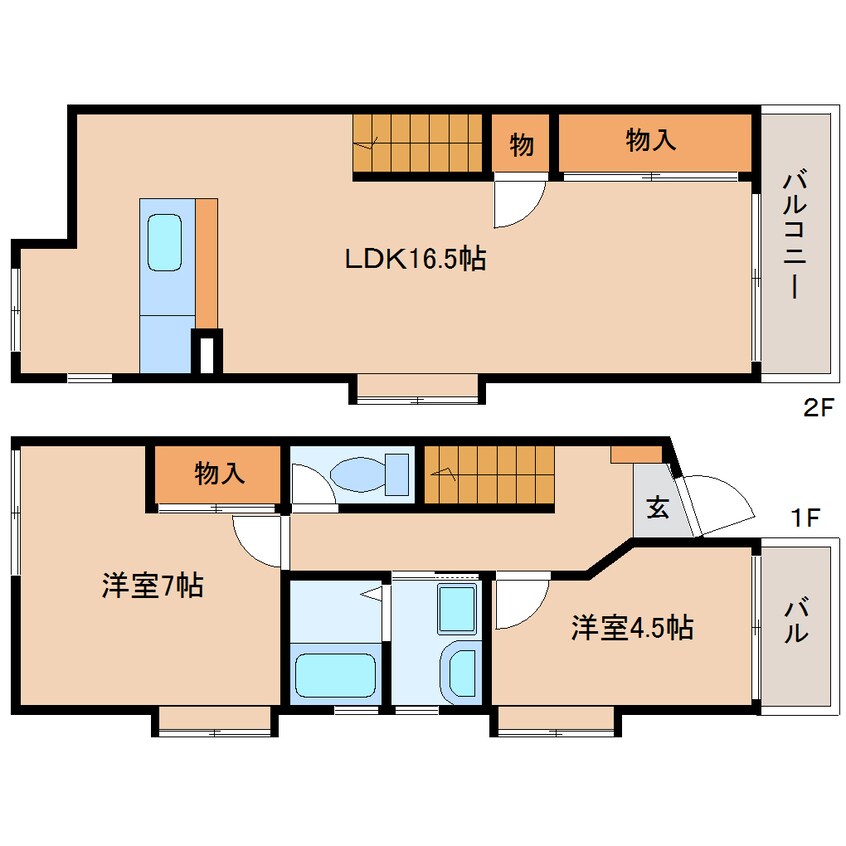 間取図 東海道本線/静岡駅 バス16分安東二丁目北下車:停歩1分 1-2階 築36年