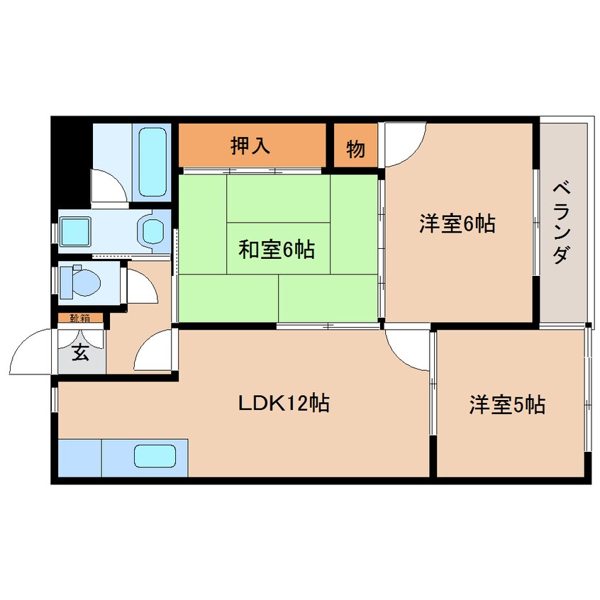 間取図 東海道本線/静岡駅 バス22分千代田七丁目　東部体育館入口下車:停歩4分 2階 築37年