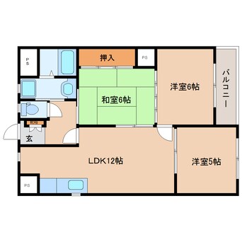 間取図 東海道本線/静岡駅 バス22分千代田七丁目　東部体育館入口下車:停歩4分 3階 築37年