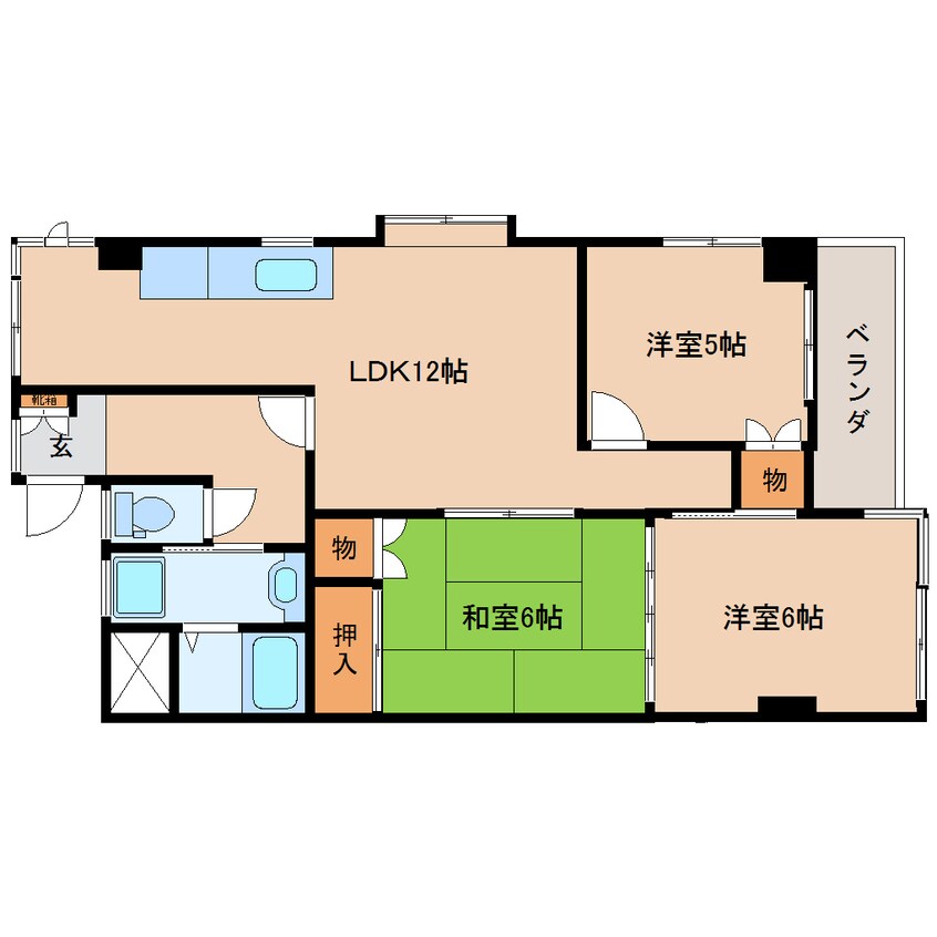 間取図 東海道本線/静岡駅 バス22分千代田七丁目　東部体育館入口下車:停歩4分 2階 築37年