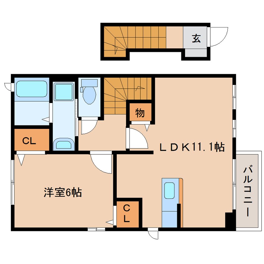間取図 東海道本線/静岡駅 バス37分麻機ヶ丘下車:停歩5分 2階 築12年
