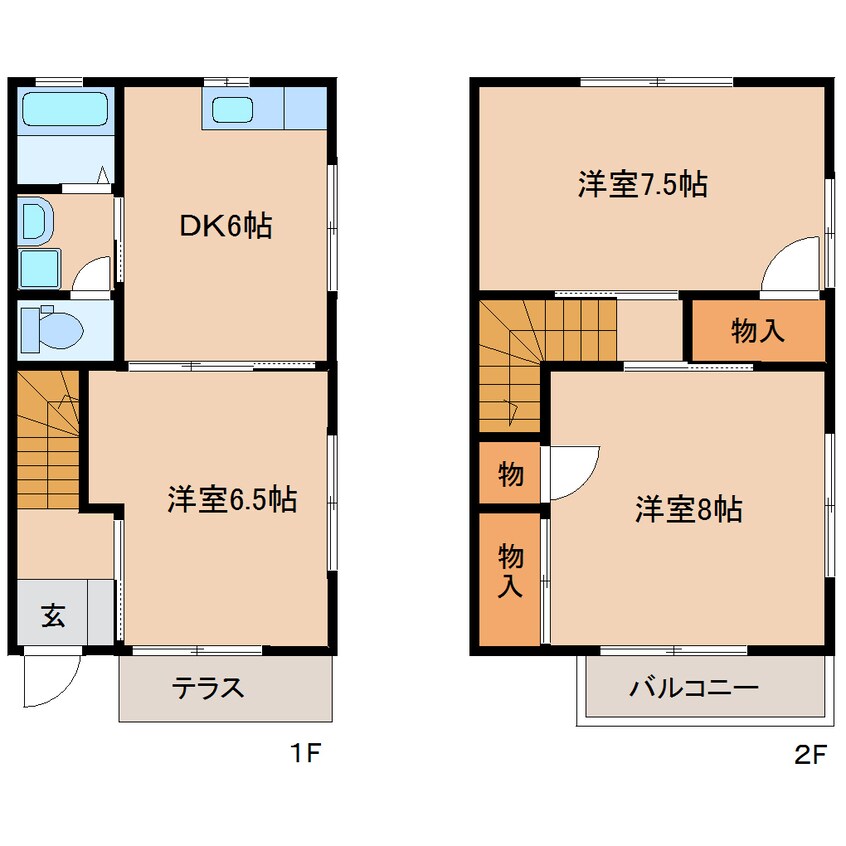 間取図 東海道本線/静岡駅 バス19分大岩二丁目下車:停歩2分 1-2階 築28年