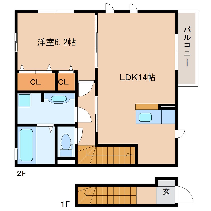 間取図 東海道本線/静岡駅 バス24分川合下車:停歩8分 2階 築12年