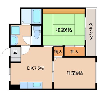 間取図 東海道本線/静岡駅 バス21分伊呂波町下車:停歩3分 2階 築28年