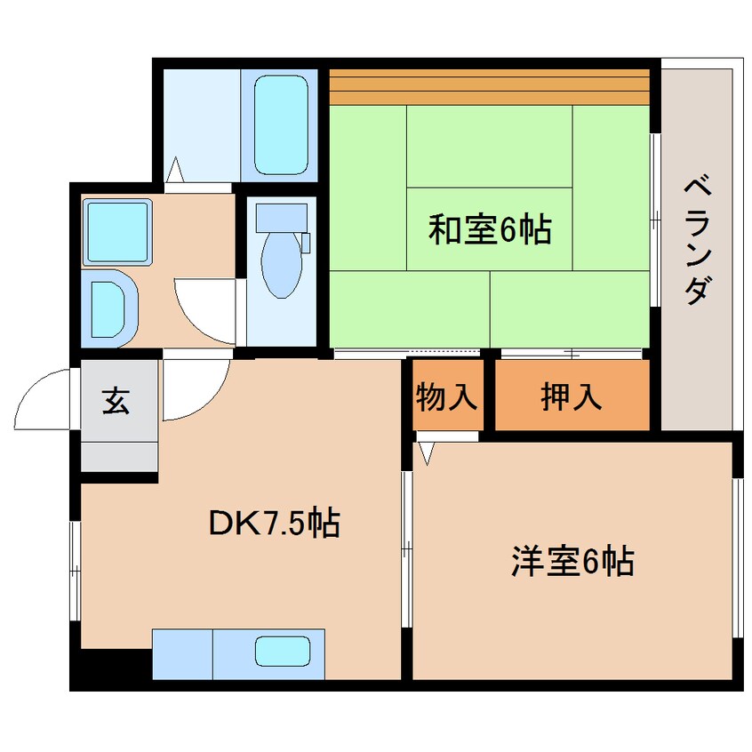 間取図 東海道本線/静岡駅 バス21分伊呂波町下車:停歩3分 2階 築28年