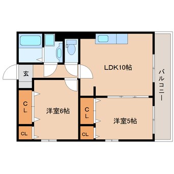 間取図 東海道本線/静岡駅 バス18分本通西町下車:停歩1分 2階 築10年