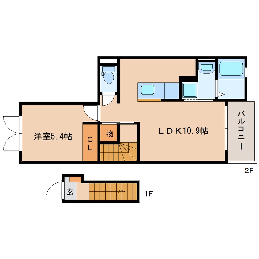 間取図 東海道本線/静岡駅 バス26分静岡西高校下車:停歩6分 2階 築12年