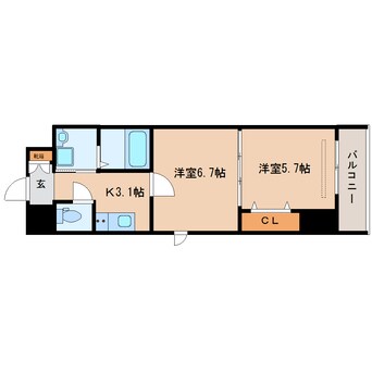 間取図 静岡鉄道静岡清水線/新静岡駅 徒歩14分 7階 築9年