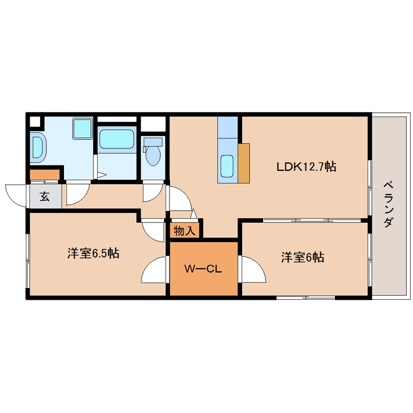 間取図 東海道本線/静岡駅 バス18分上土団地前下車:停歩1分 2階 築9年