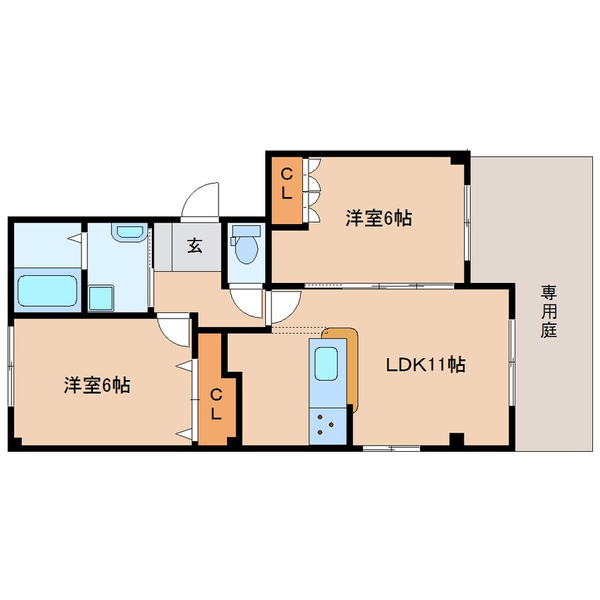 間取図 東海道本線/静岡駅 バス23分県営住宅前下車:停歩1分 1階 築10年