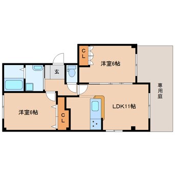 間取図 東海道本線/静岡駅 バス23分県営住宅前下車:停歩1分 1階 築10年