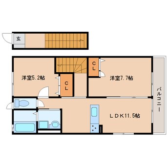 間取図 東海道本線/安倍川駅 徒歩19分 2階 築9年