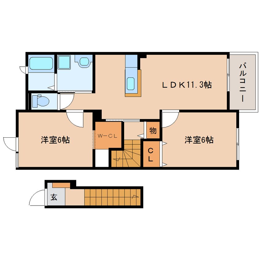 間取図 東海道本線/静岡駅 バス36分羽鳥下車:停歩9分 2階 築9年