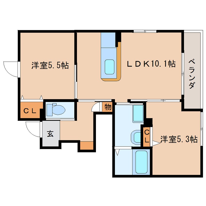 間取図 東海道本線/安倍川駅 徒歩17分 1階 築9年