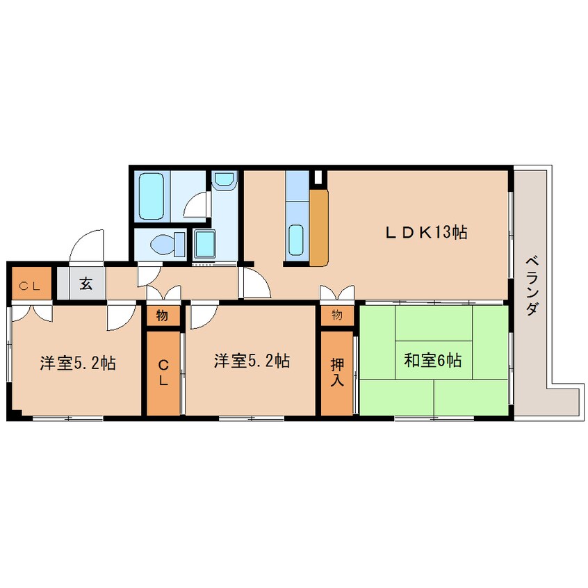間取図 東海道本線/静岡駅 バス11分英和女学院前下車:停歩1分 4階 築25年