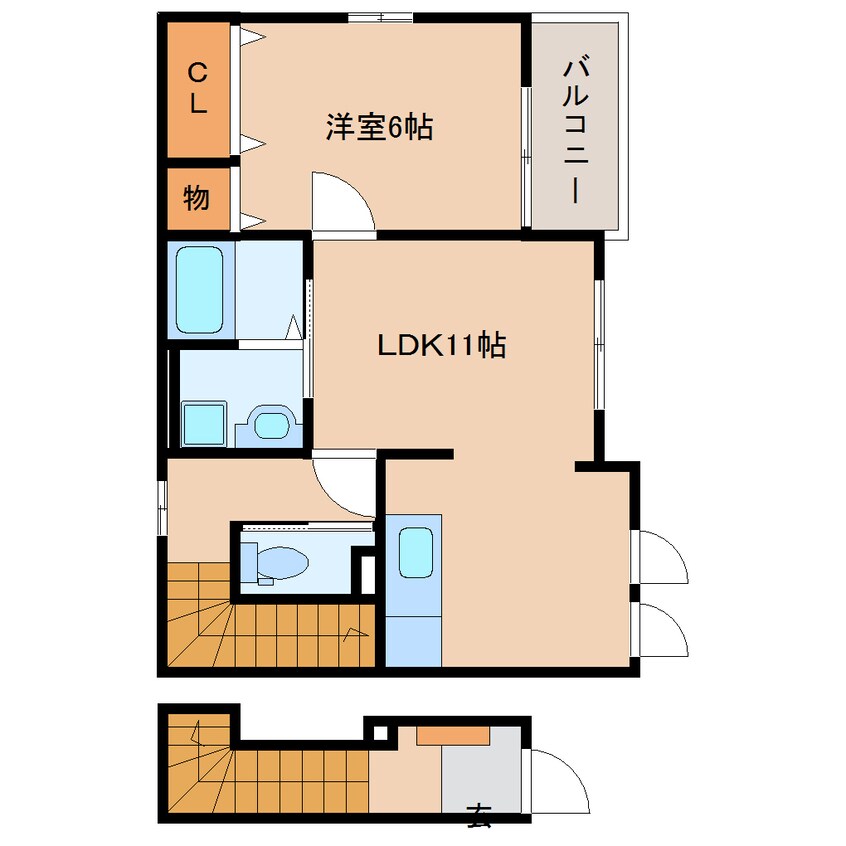 間取図 東海道本線/静岡駅 バス24分松富団地入口下車:停歩9分 2階 築8年