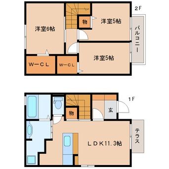 間取図 東海道本線/静岡駅 バス22分城北高校前下車:停歩2分 1-2階 築8年