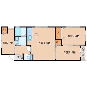 間取図 東海道本線/安倍川駅 徒歩9分 1階 築17年