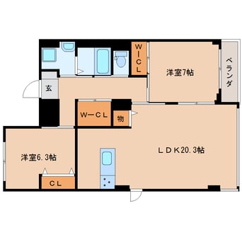 間取図 東海道本線/静岡駅 徒歩22分 6階 築9年