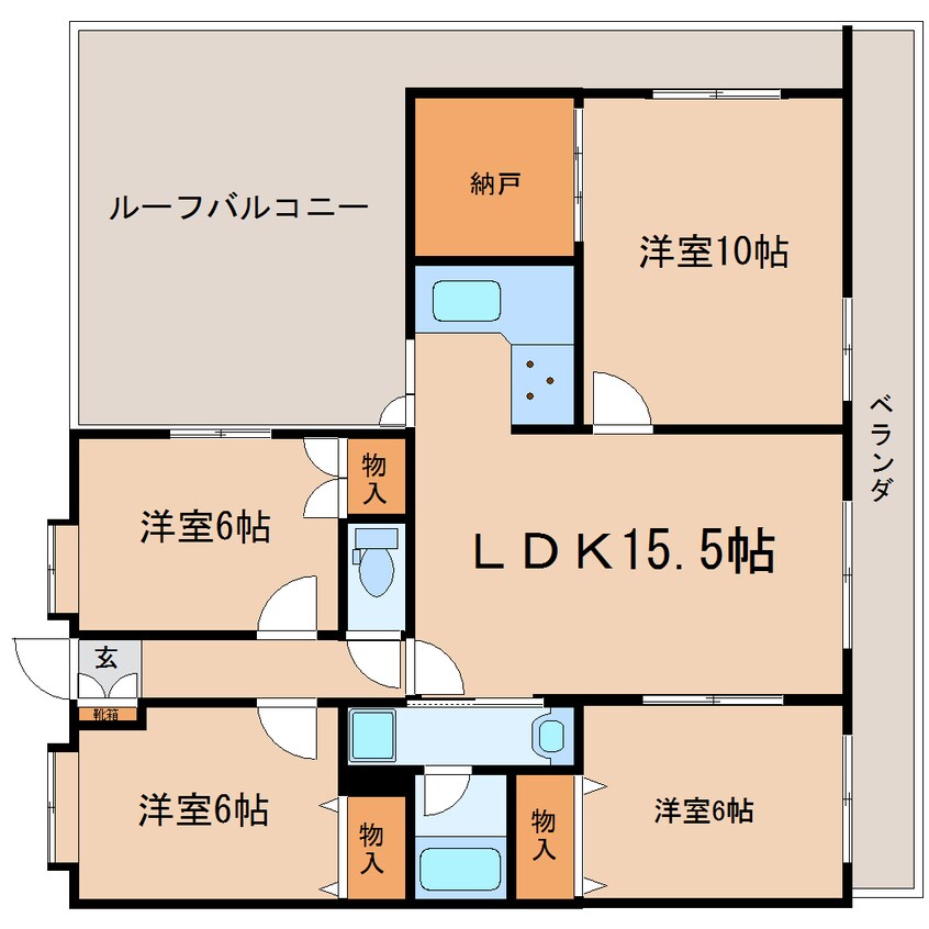 間取図 東海道本線/静岡駅 バス19分平和町下車:停歩2分 5階 築22年