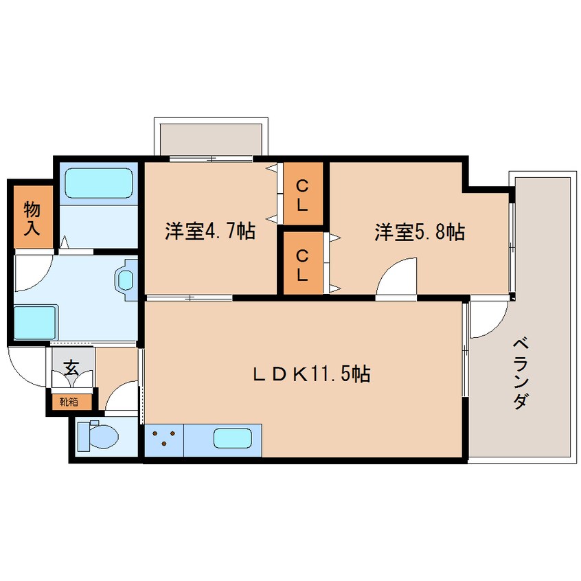 間取図 東海道本線/静岡駅 徒歩15分 6階 築25年