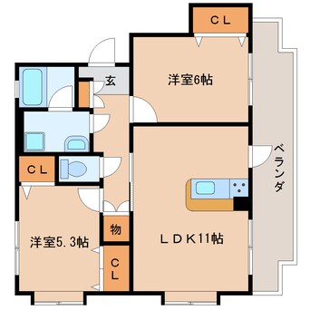 間取図 東海道本線/安倍川駅 徒歩24分 3階 築19年