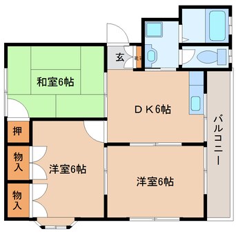 間取図 東海道本線/静岡駅 バス21分御新田上下車:停歩5分 2階 築30年