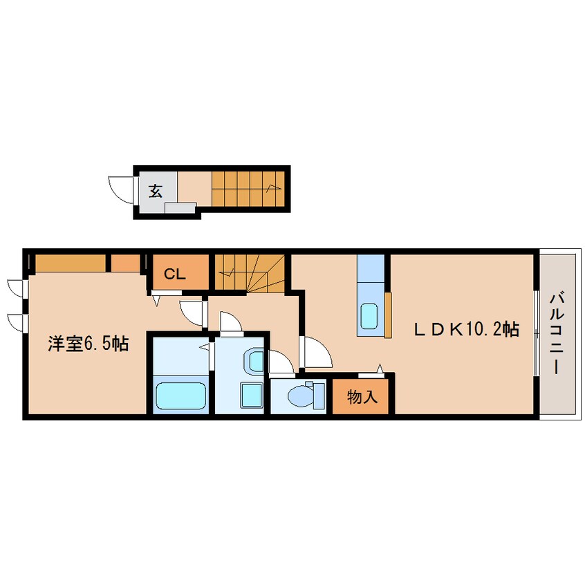 間取図 東海道本線/静岡駅 バス23分御新田下車:停歩10分 2階 築6年